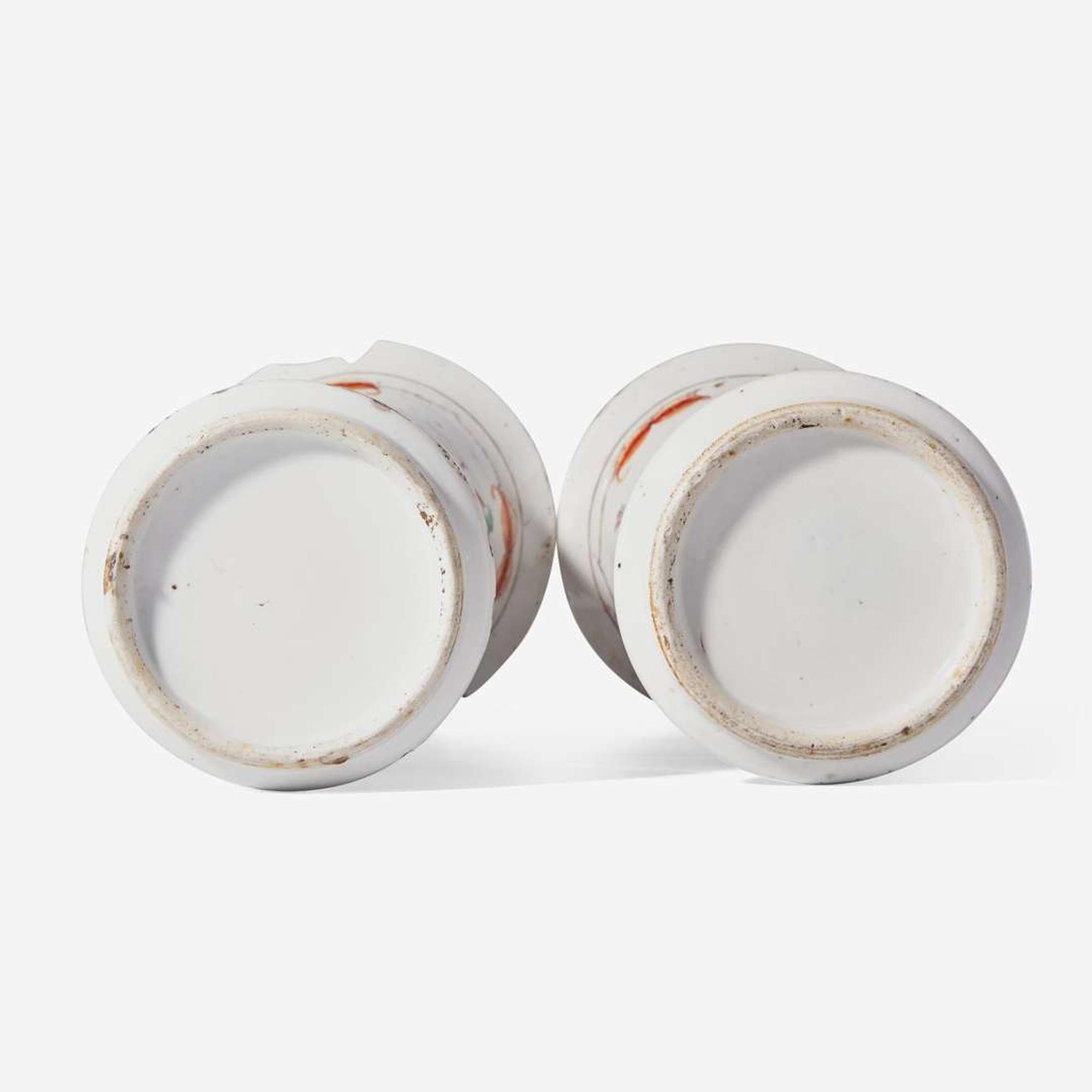 A pair of Chinese famille rose-decorated porcelain beaker vases 粉彩花觚一對 18th century ????