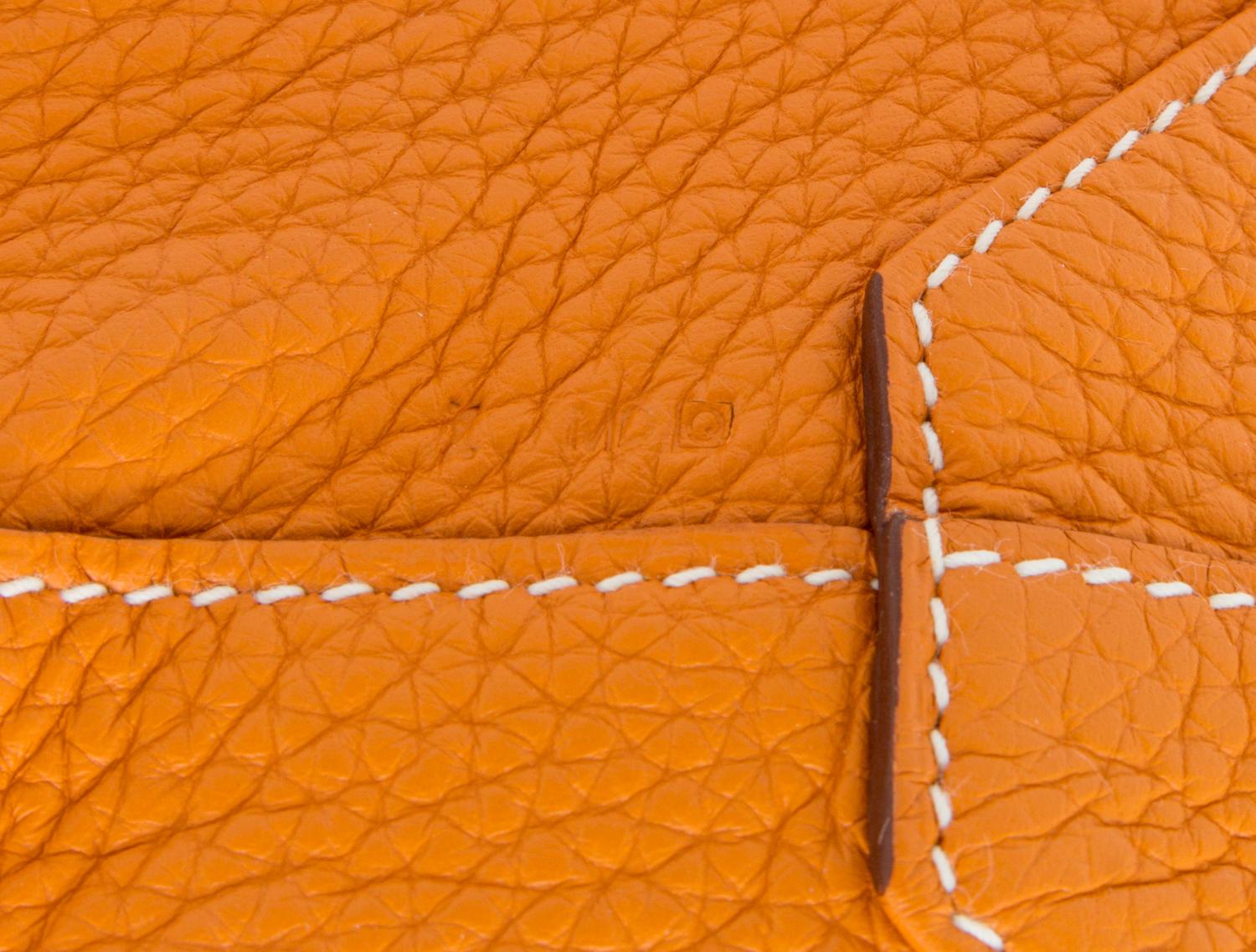 An Hermes Orange/Gold 45cm Taurillon Clemence Double Sens Tote, 17.5" x 15.5" x 5".
