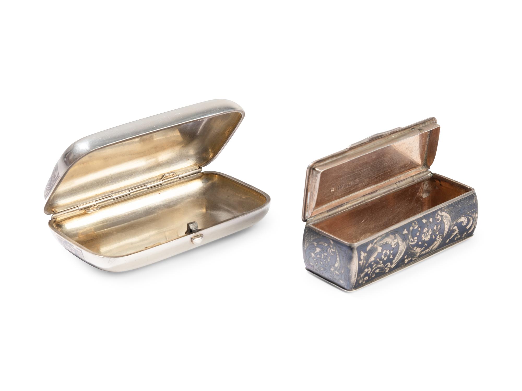 Two Russian Niello Silver Cases