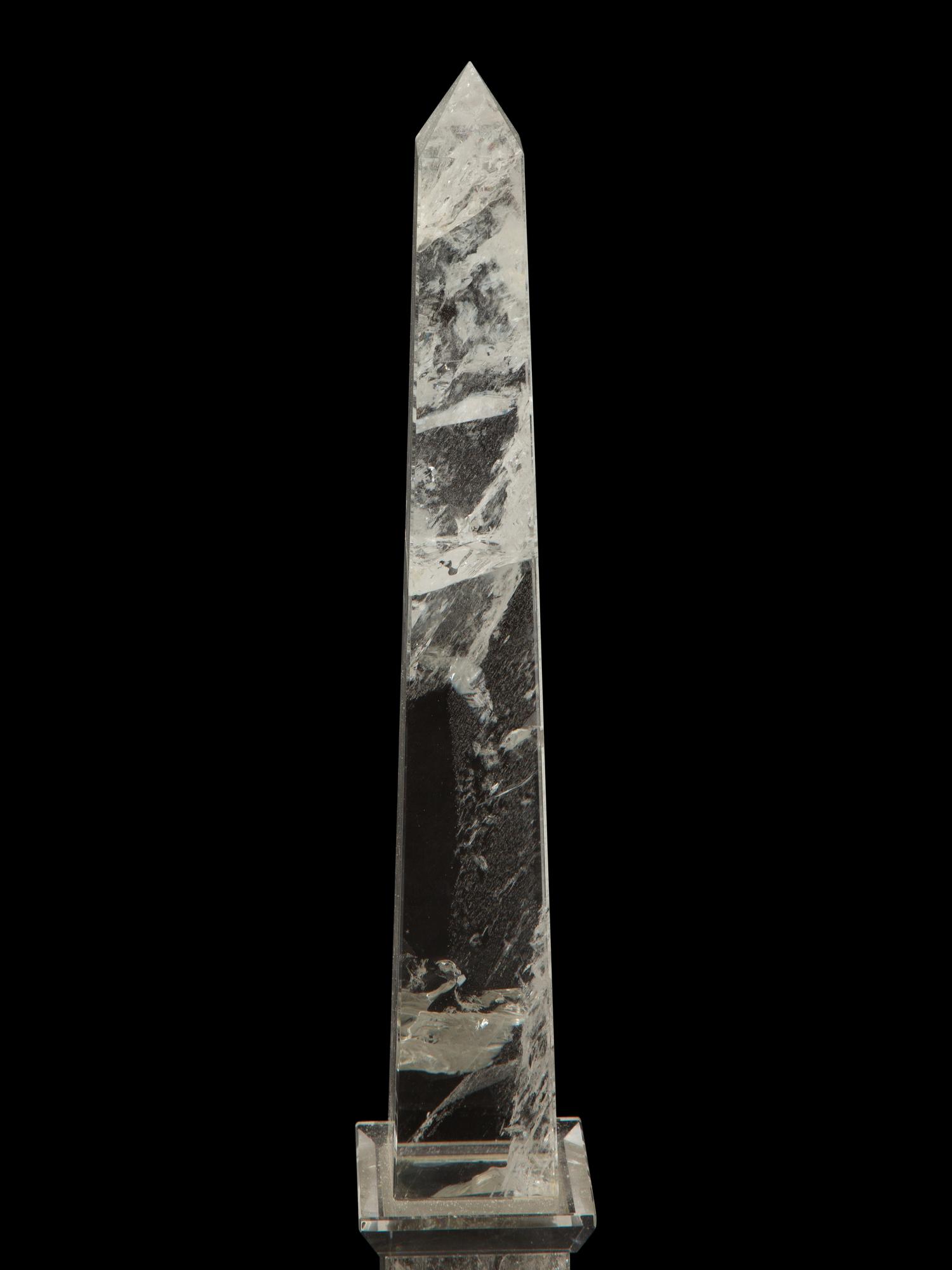 A Pair of Continental Rock Crystal Obelisks