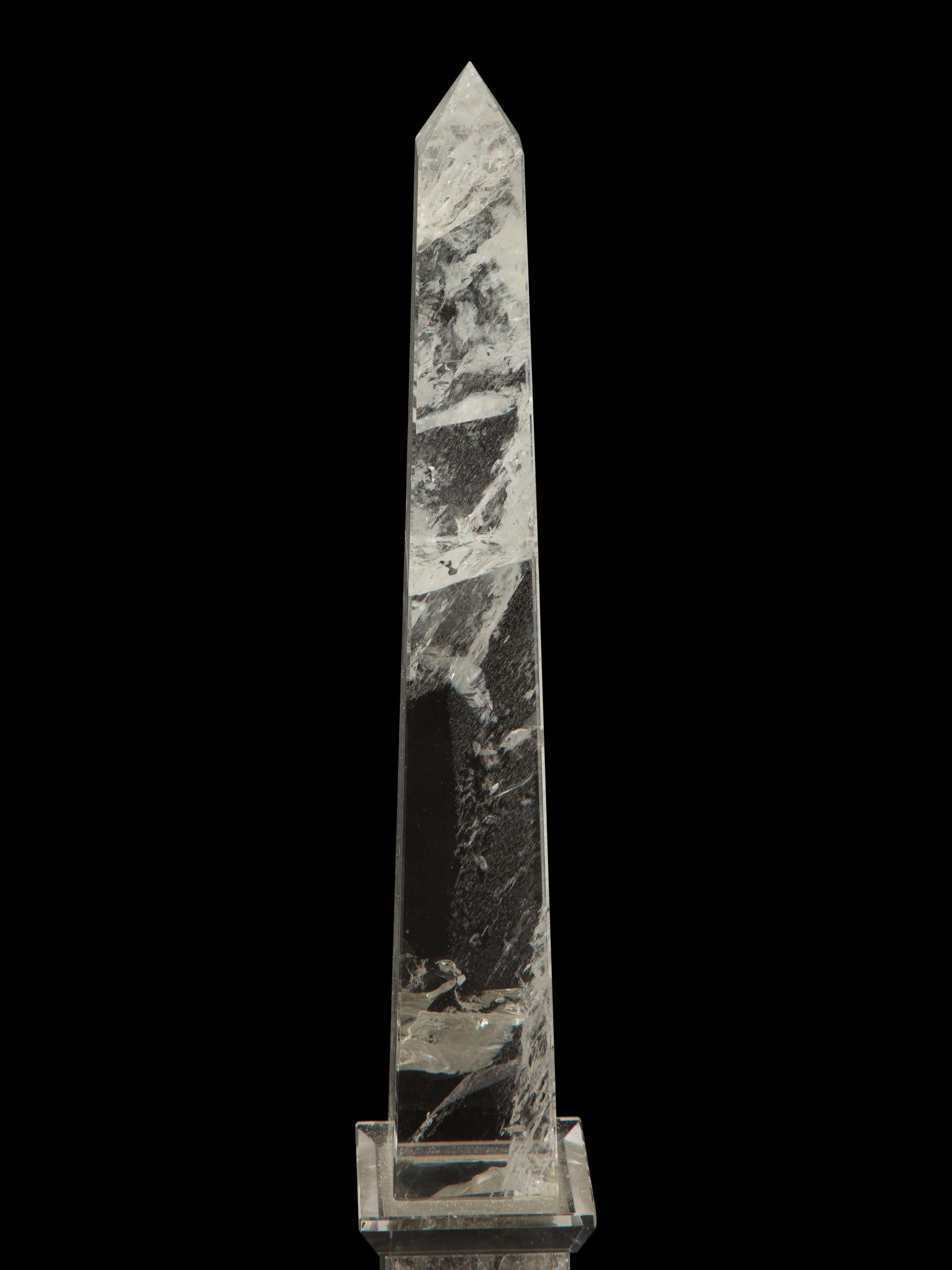 A Pair of Continental Rock Crystal Obelisks