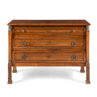 An Italian Neoclassical Gilt Metal Mounted Walnut Chest of Drawers