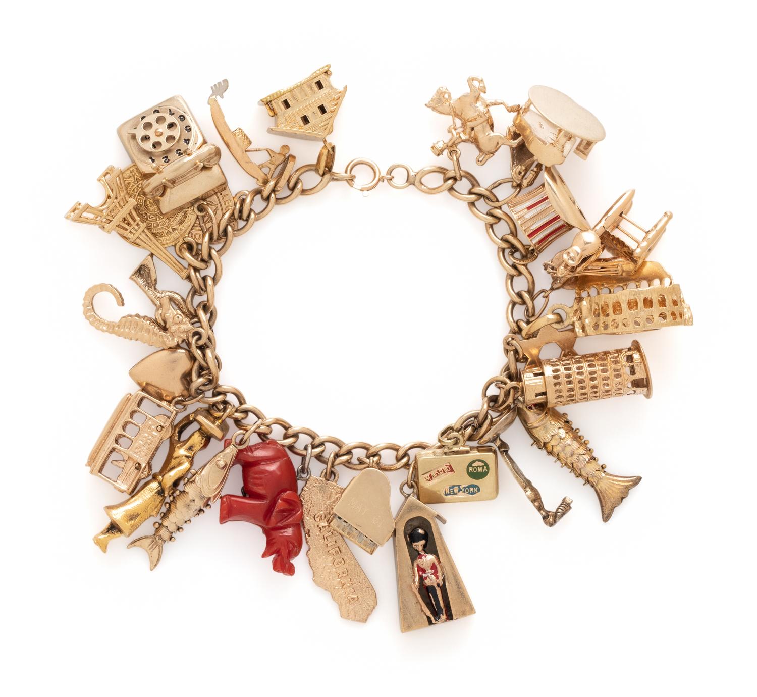 YELLOW GOLD CHARM BRACELET