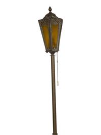 A Pair of Patinated Metal Lantern Style Floor Lamps