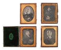 [EARLY PHOTOGRAPHY]. 17 quarter plate daguerreotypes featuring women wearing bonnets.