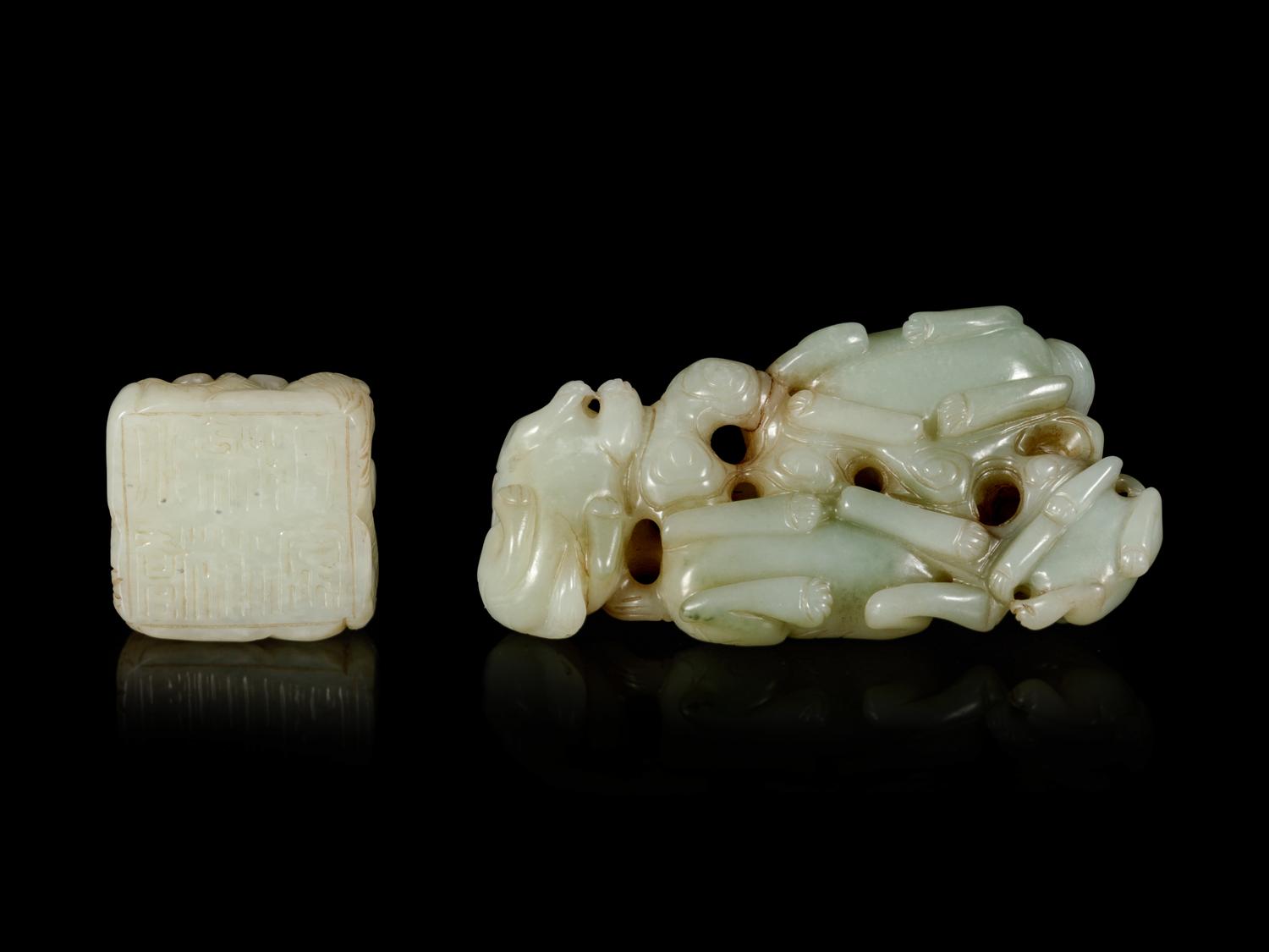 Two Chinese Jade Carvings of Beasts