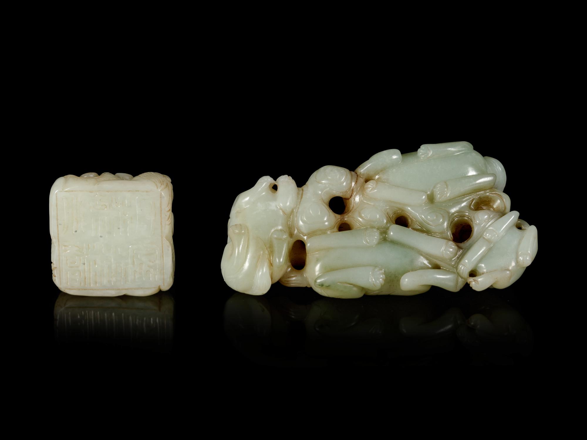Two Chinese Jade Carvings of Beasts
