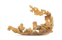A Rare Horn Carving of a Raft Height 4 1/2 inches. — 18TH CENTURY