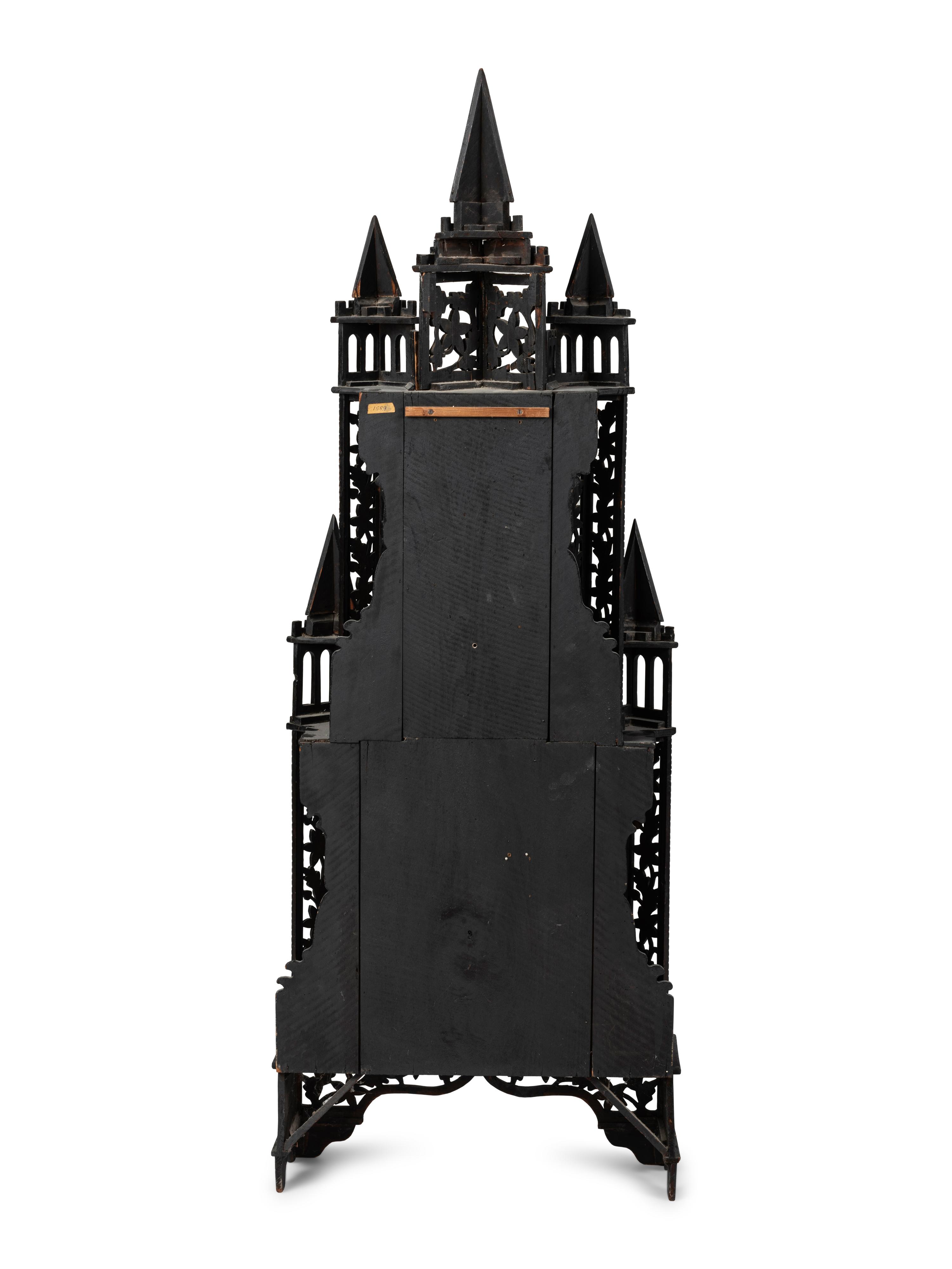 A Large Fretwork Folk Art Steeple Clock
