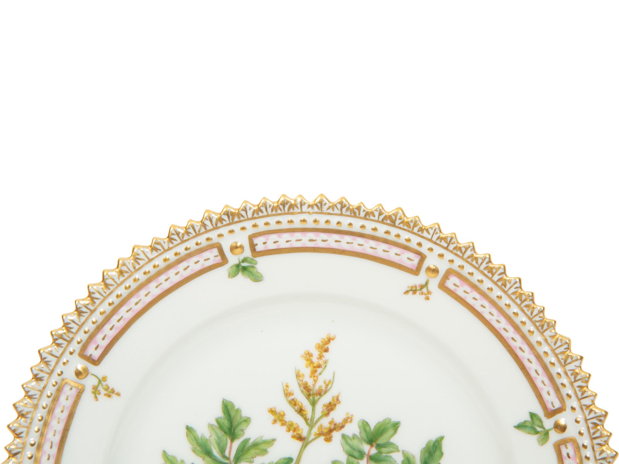 Fourteen Royal Copenhagen Flora Danica Porcelain Bread Plates
