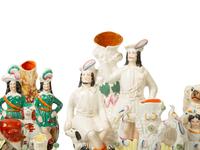 A Collection of Eight Staffordshire Spill Vases and a Pair of Seated Spaniels — 19TH CENTURY