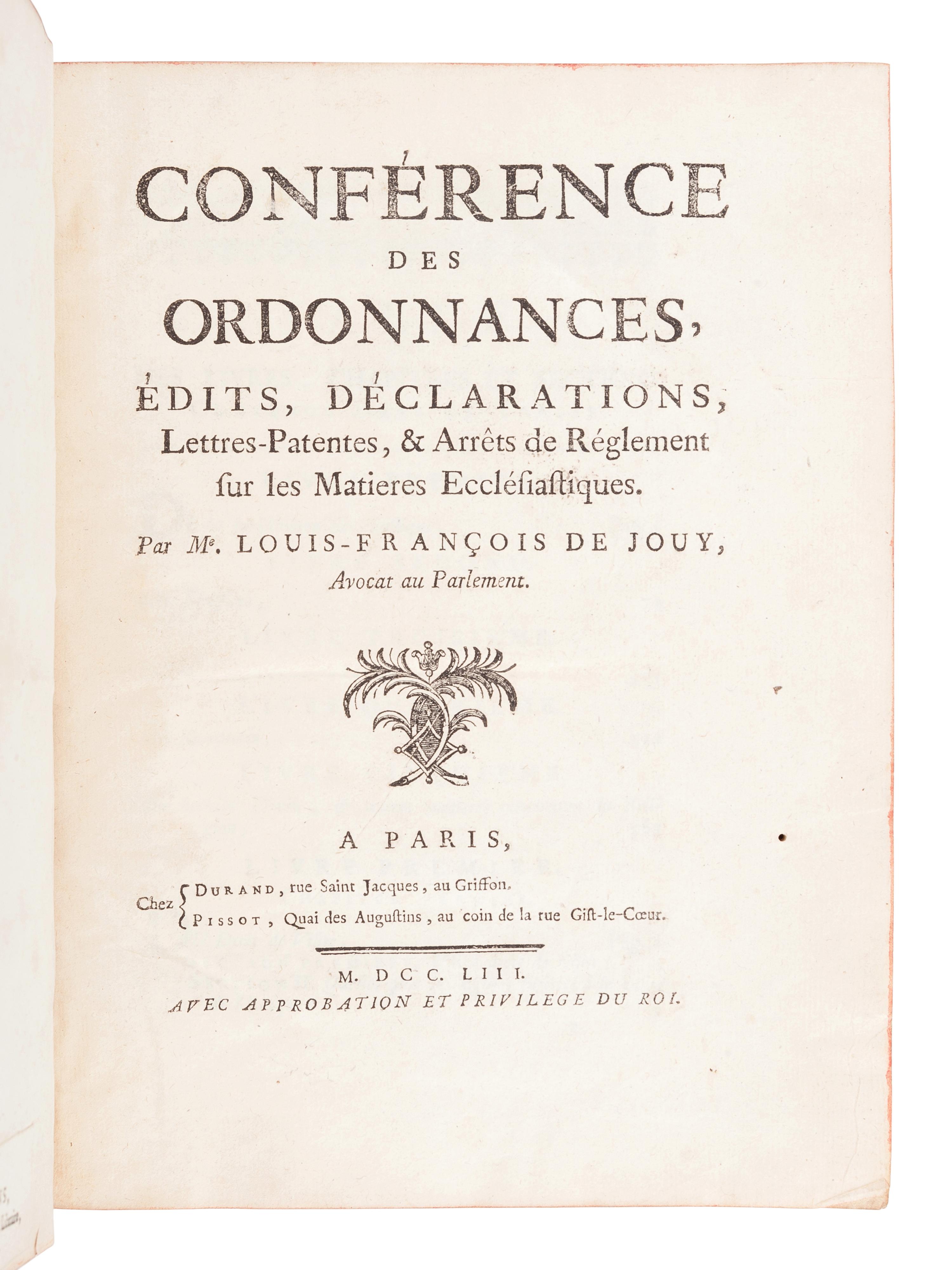 [FRENCH LAW]. A group of three 18th-century works in French, comprising: