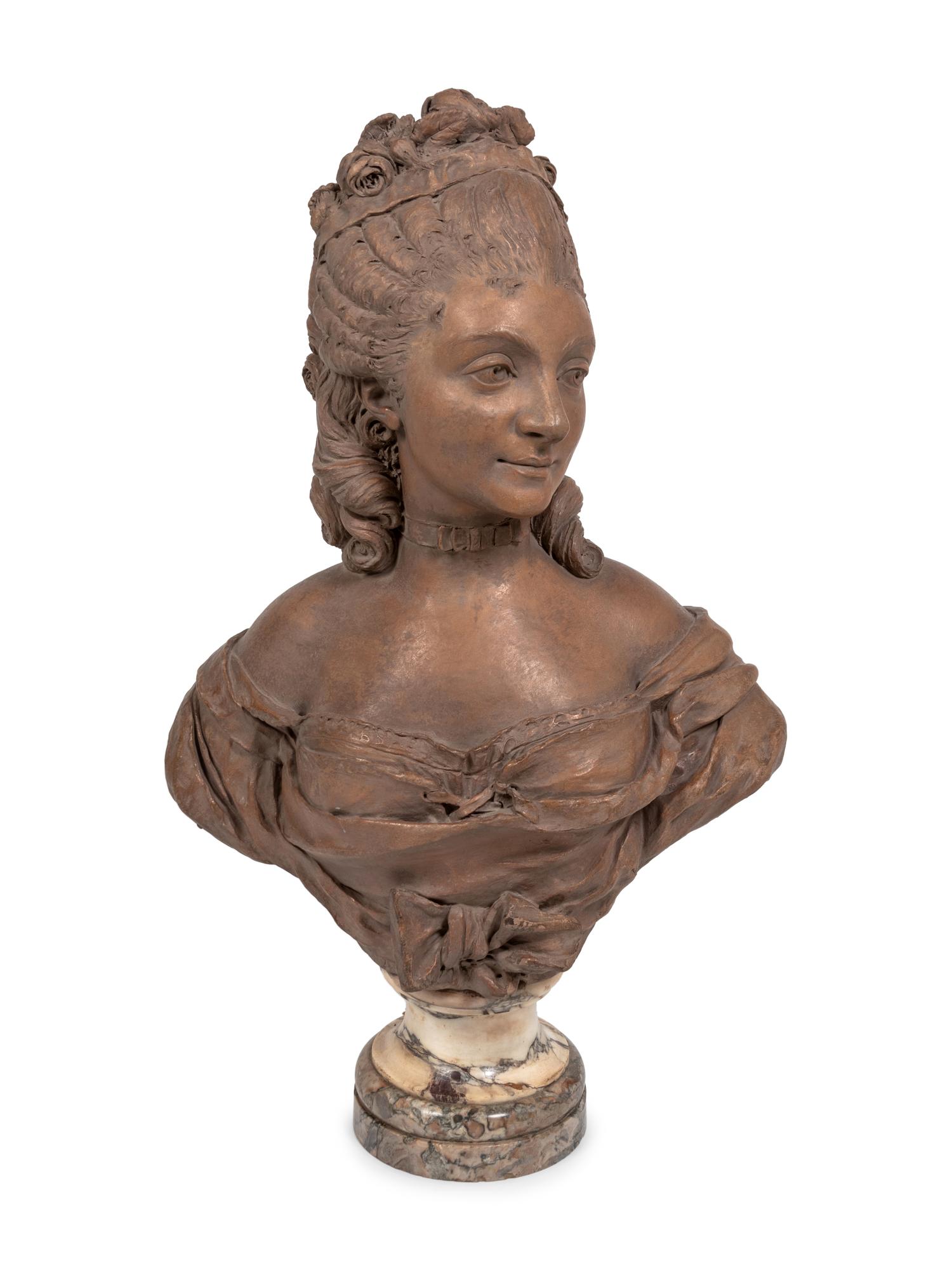 A French Terracotta Bust of a Woman
