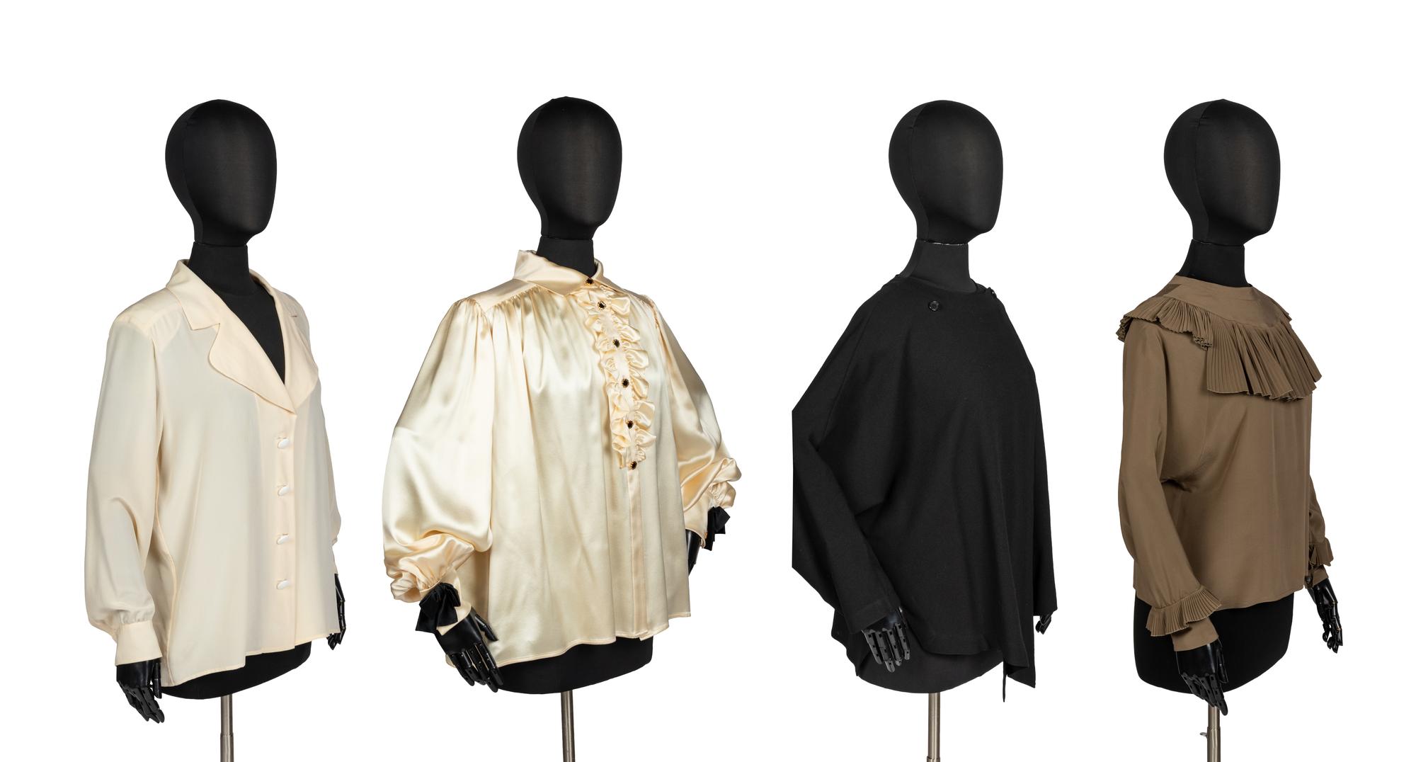 Four Designer Tops: Two Yves Saint Laurent Rive Gauche & Two Chloé by Karl Lagerfeld, 1980-90s