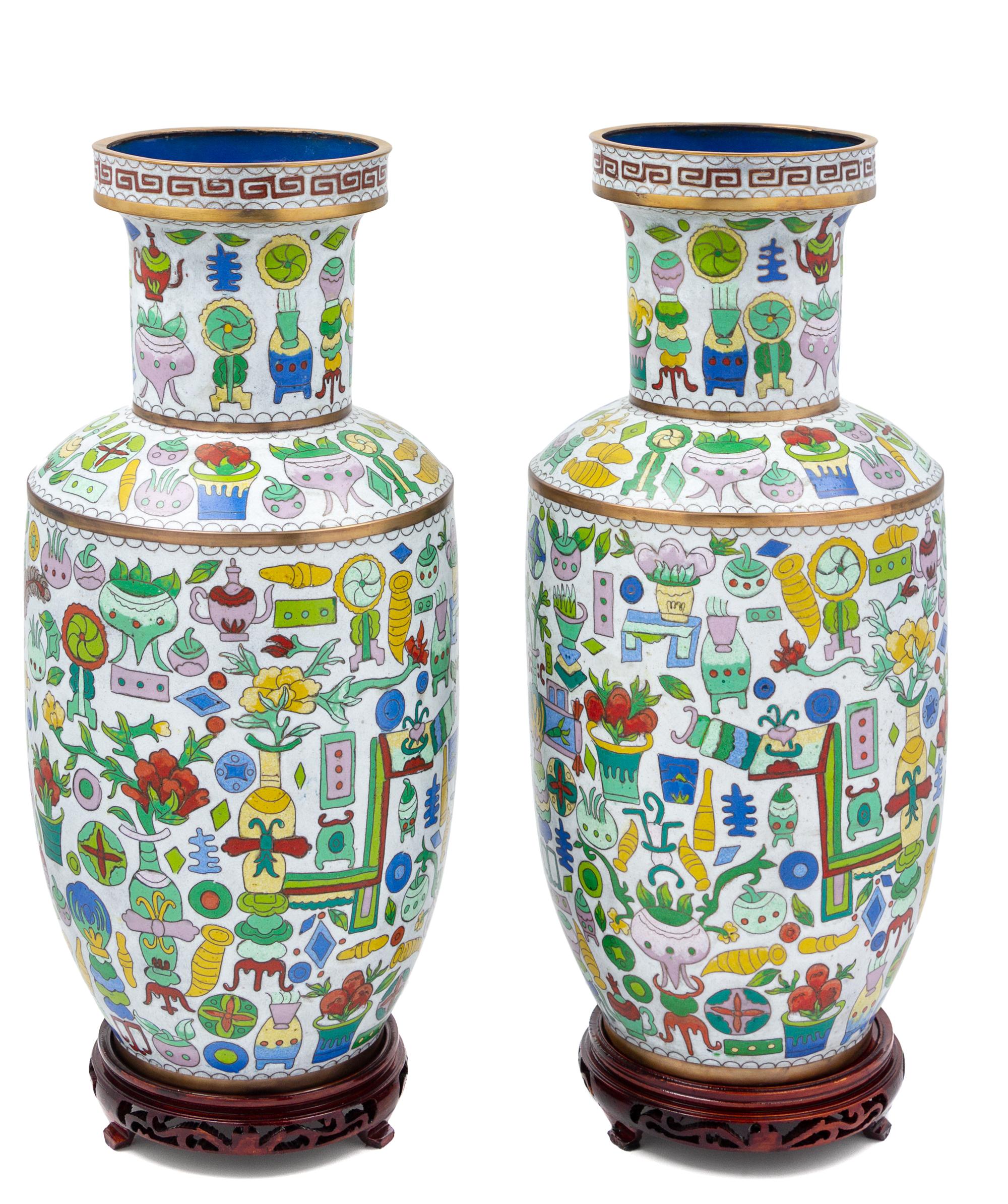 A Pair of Chinese Cloisonné Enamel Vases — MODERN