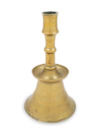 An Ottoman Cast Brass Lathe-Turned Candlestick