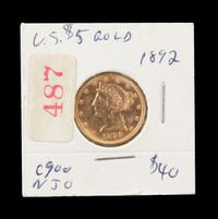 A United States 1892 Liberty Head $5 Gold Coin