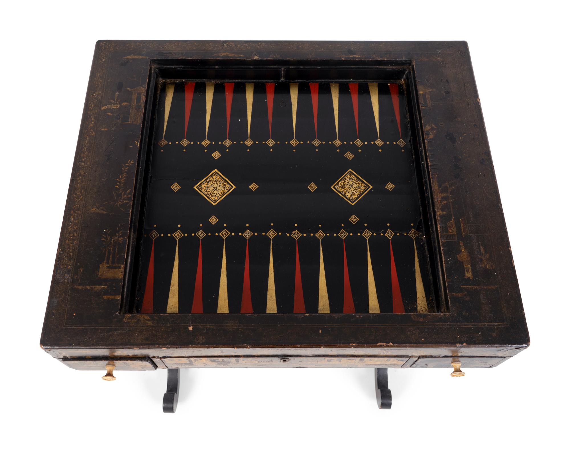 A Chinese Export Black and Gilt Lacquer Games Table — 19TH CENTURY
