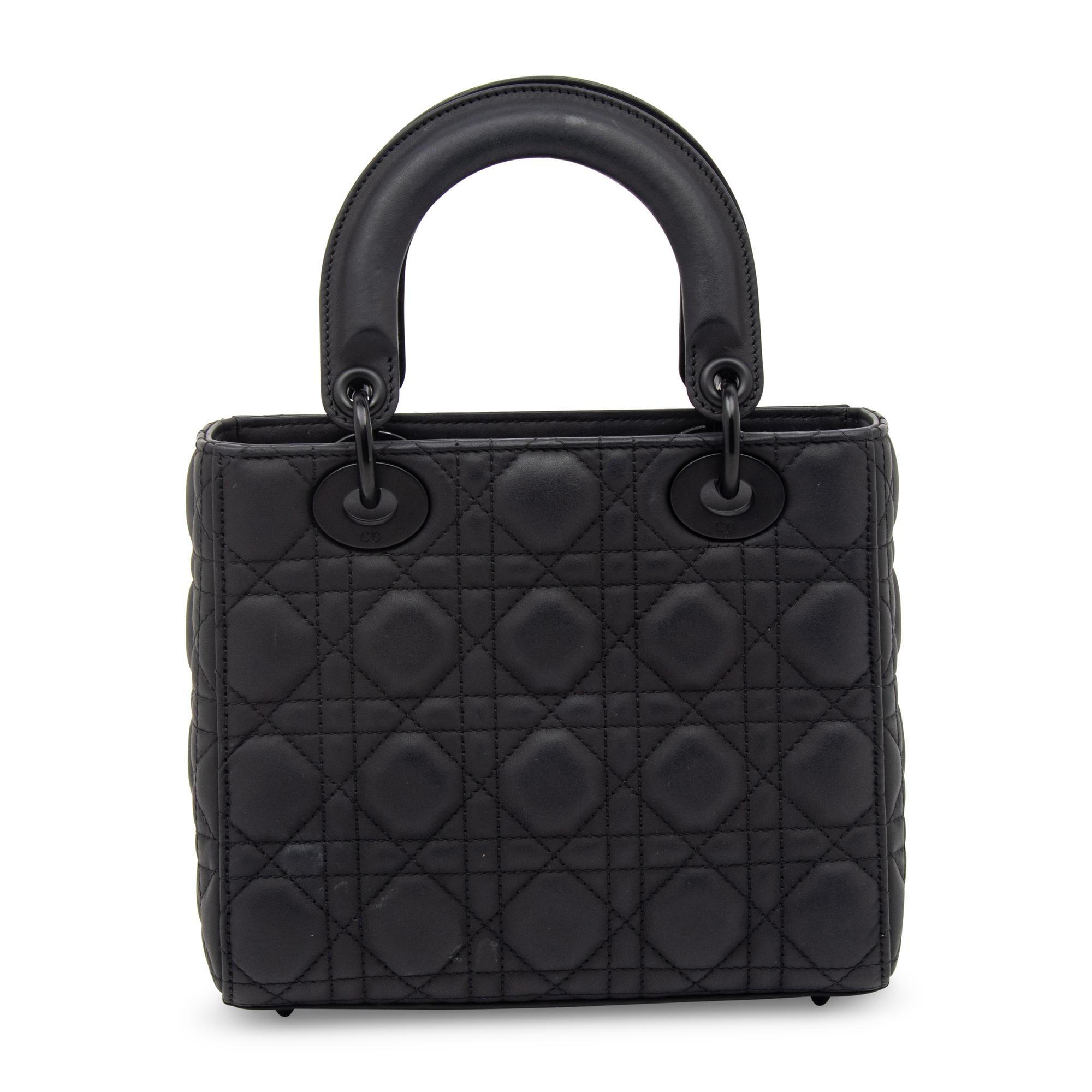 CHRISTIAN DIOR, MATTE ALL-BLACK SMALL LADY DIOR
