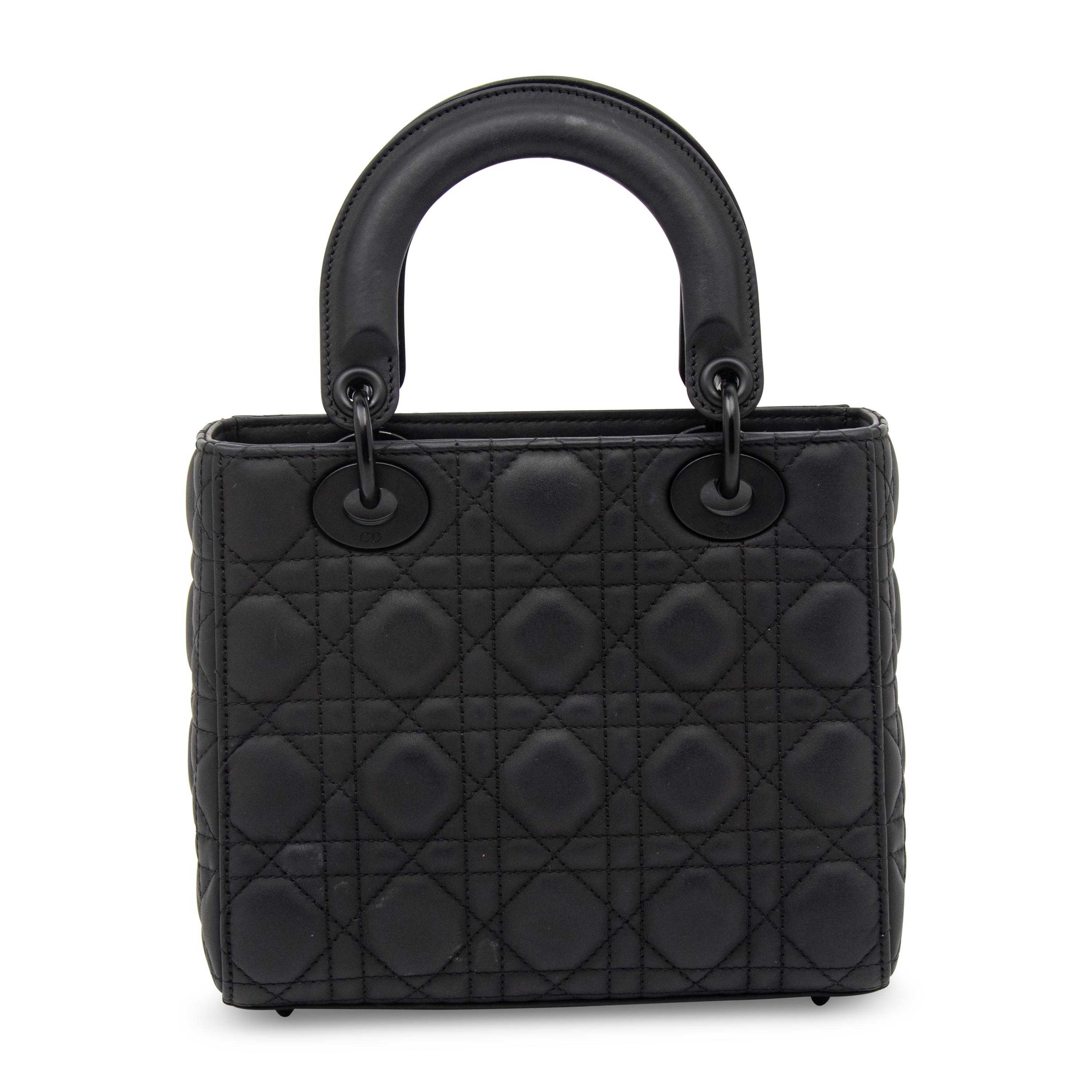CHRISTIAN DIOR, MATTE ALL-BLACK SMALL LADY DIOR