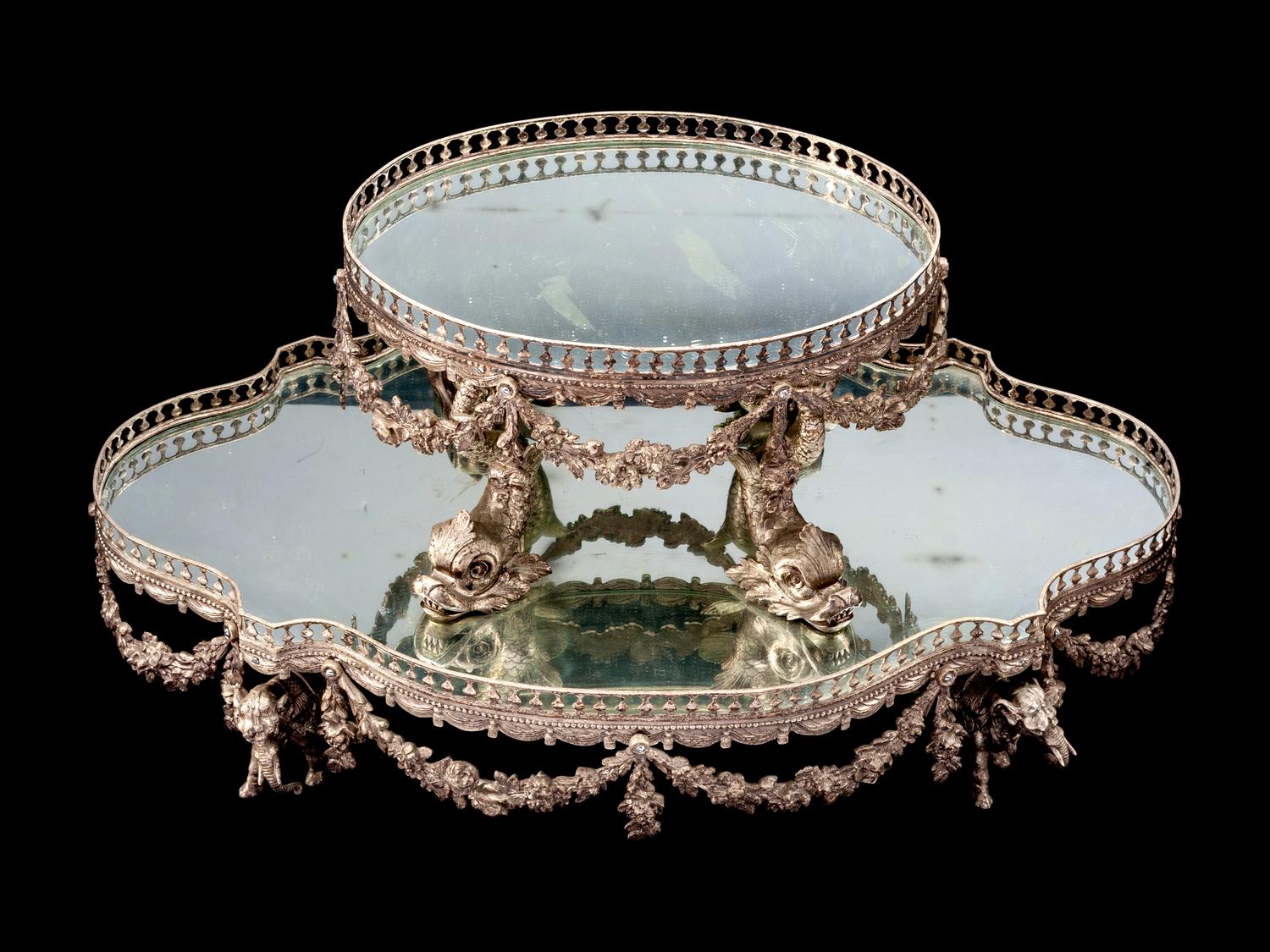 A Silvered Bronze Two-Tier Surtout de Table
