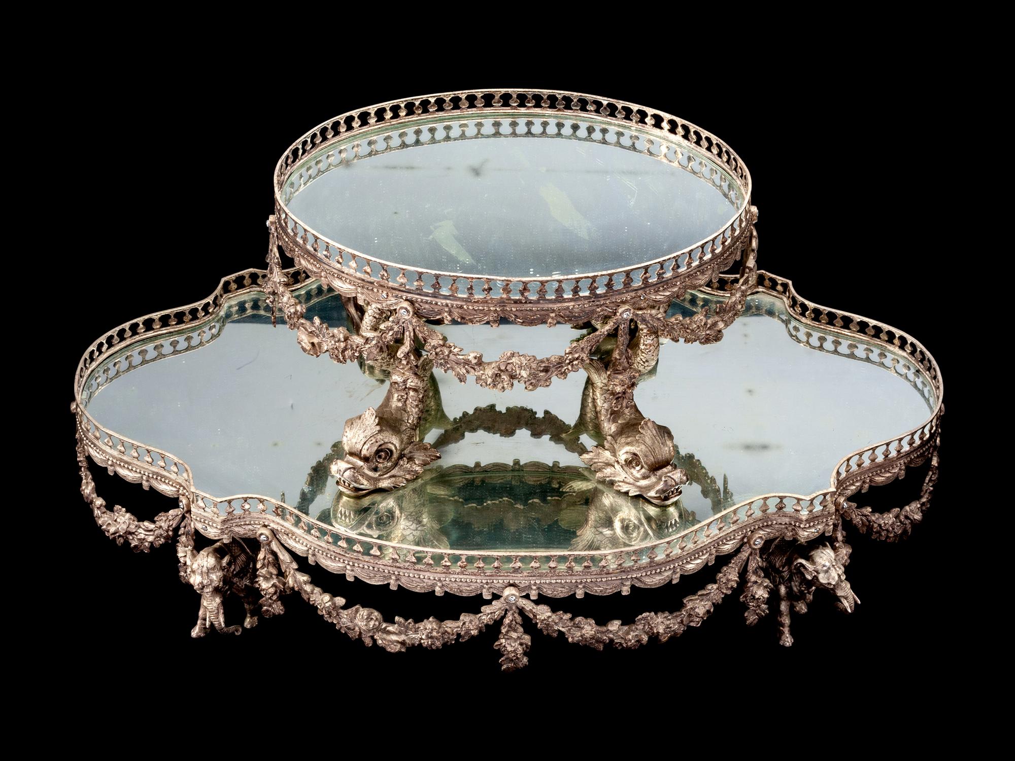 A Silvered Bronze Two-Tier Surtout de Table