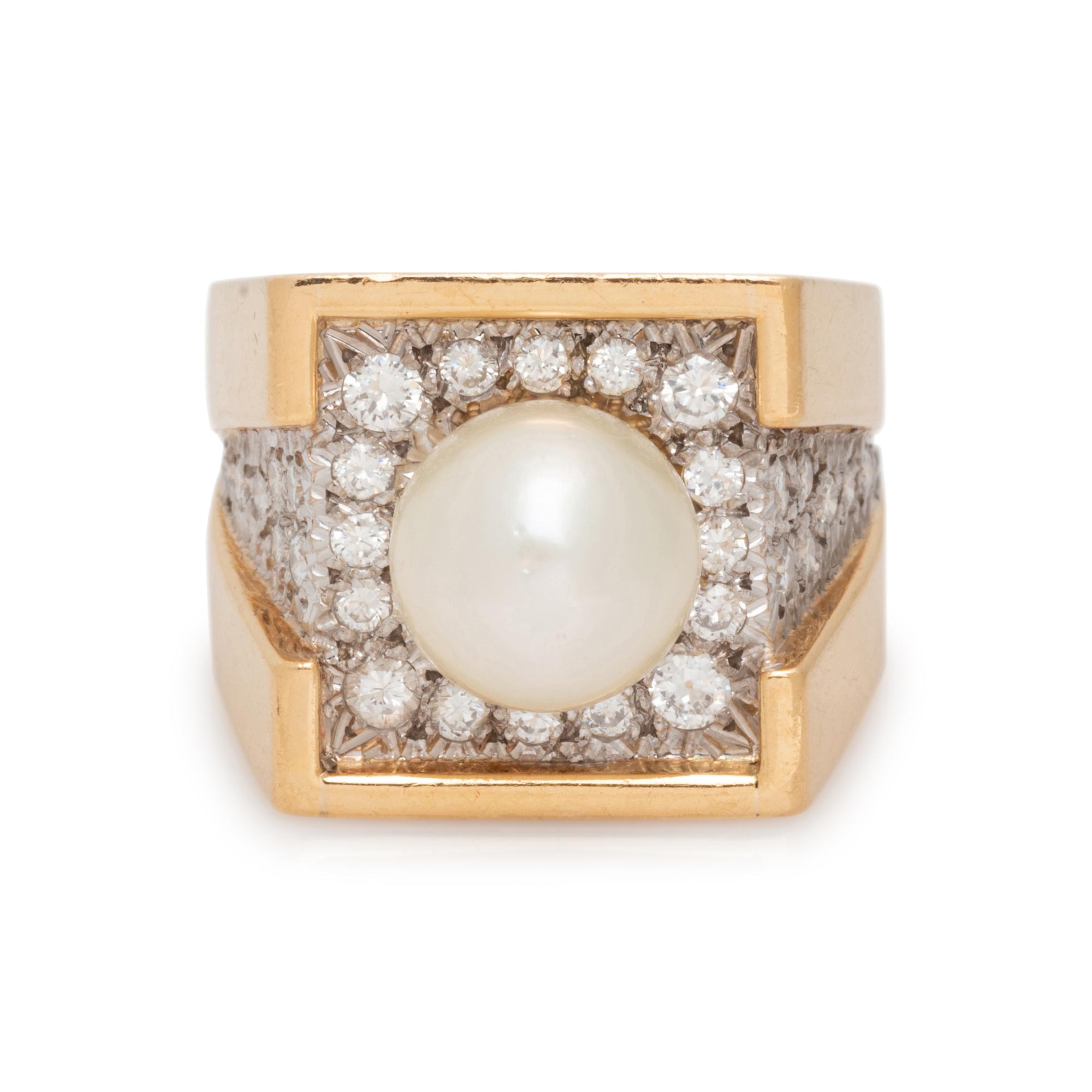 BICOLOR GOLD, CULTURED PEARL AND DIAMOND SET