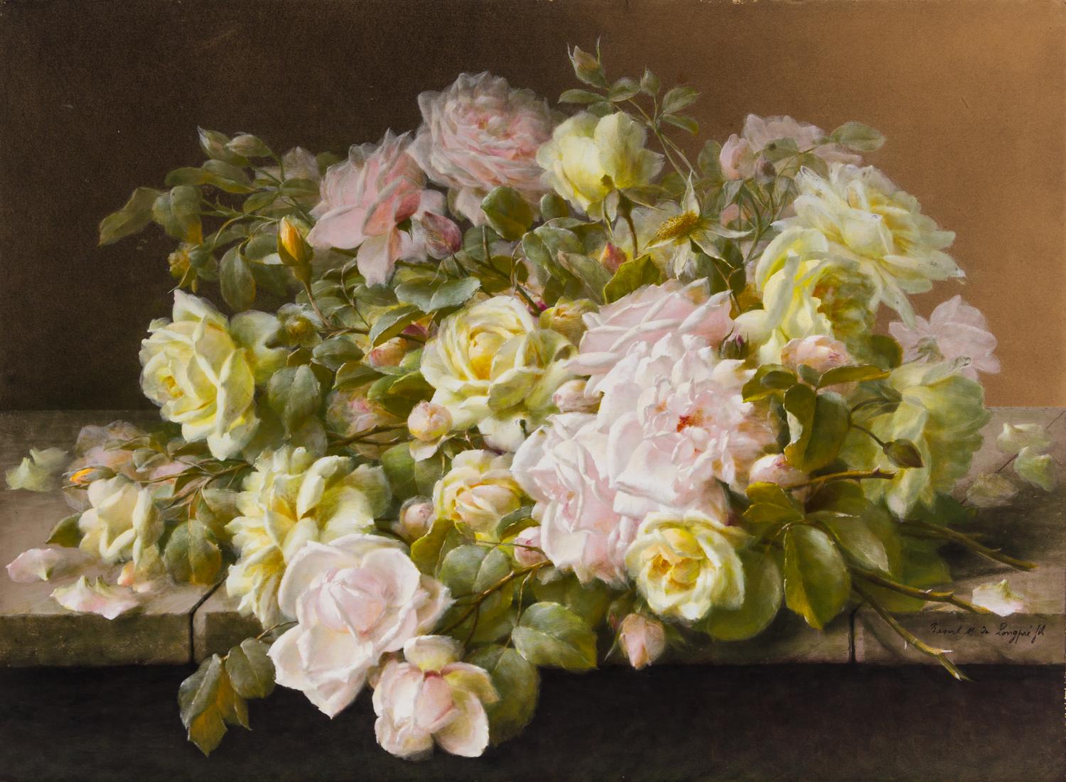 Raoul Mauchert de Longpre, (French, 1859-1911), Still Life of Roses