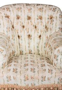 A Napoleon III Style Custom Upholstered Button-Tufted Tub Chair