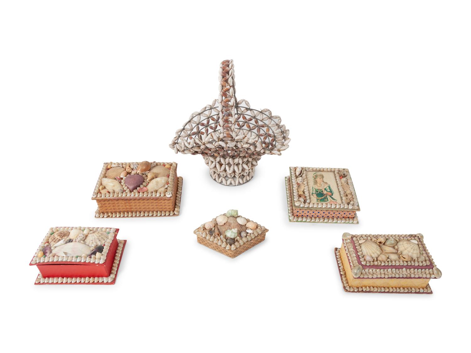 A Collection of Sailor's Folk Art Shellwork Whimsies