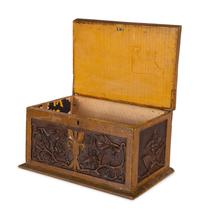A Folk Art Carved and Painted Wood Box