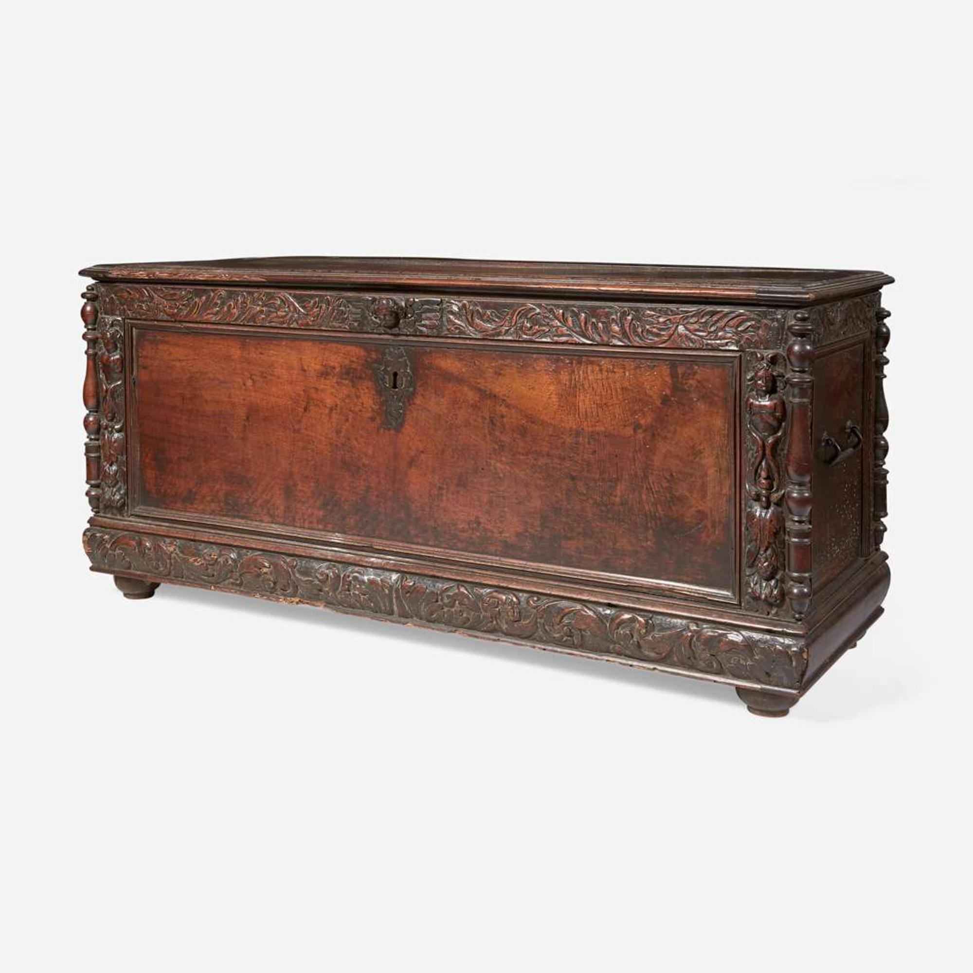 A James I carved walnut casket 17th century
