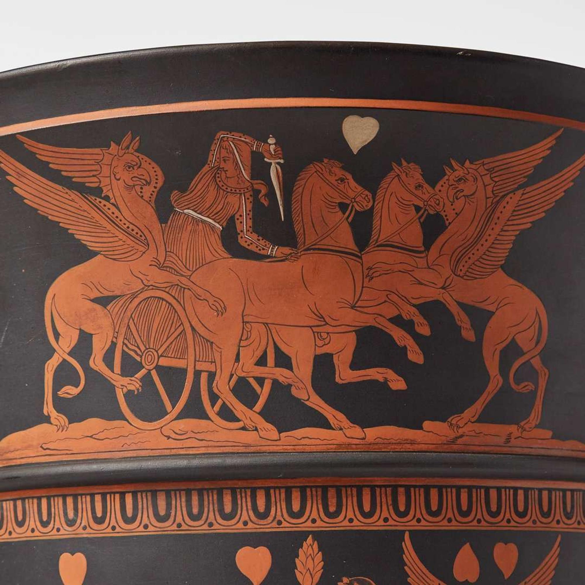 A Monumental Wedgwood Encaustic Decorated Black Basalt Bell Krater-Form Wine Cooler UK, circa 1790