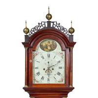 A Federal Brass-Mounted, Inlaid and Pierced Mahogany Tall Case Clock