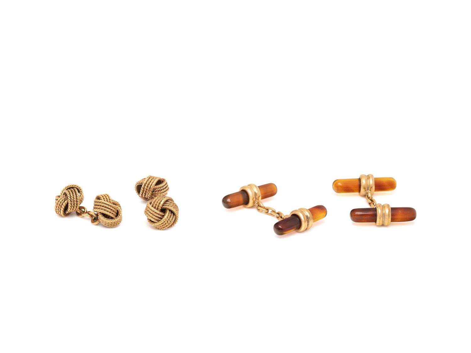 TWO PAIR OF GOLD CUFFLINKS