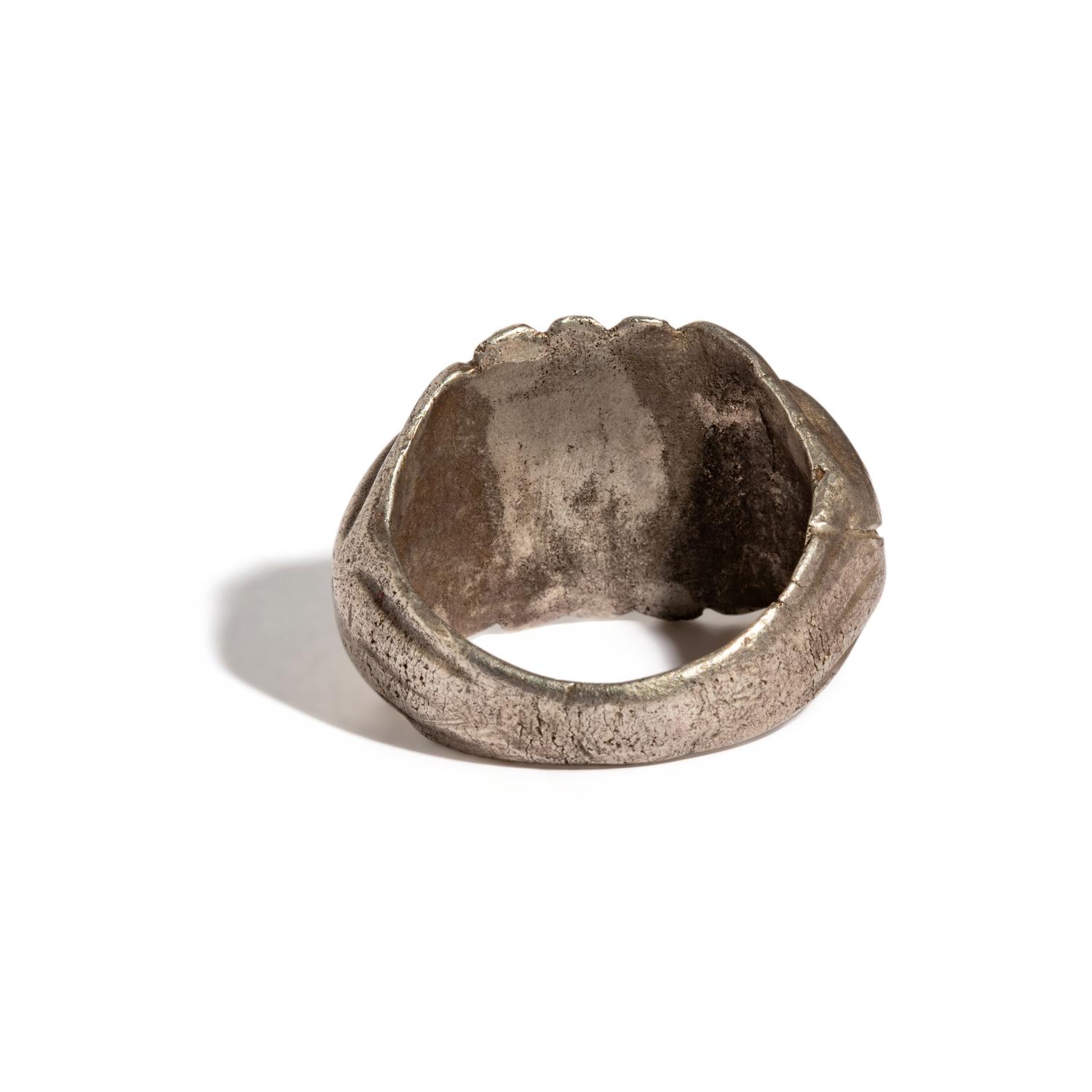 A Roman Silver and Gold Finger Ring with a Portrait Head