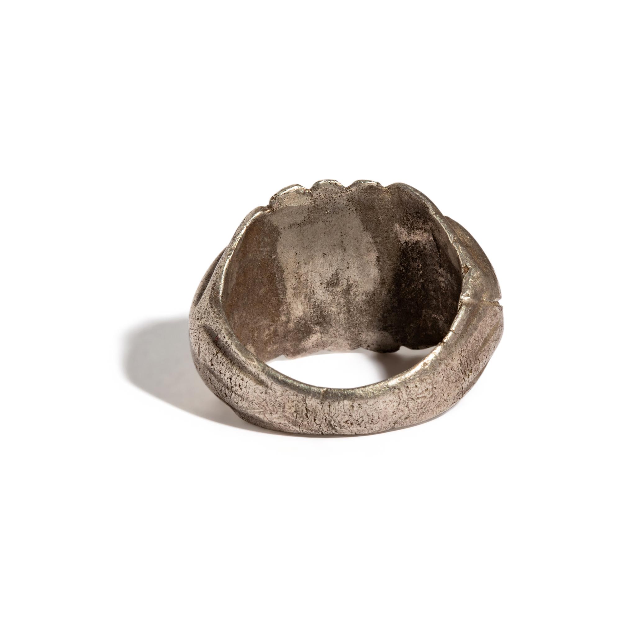 A Roman Silver and Gold Finger Ring with a Portrait Head