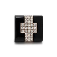 BICOLOR GOLD, ONYX AND DIAMOND RING
