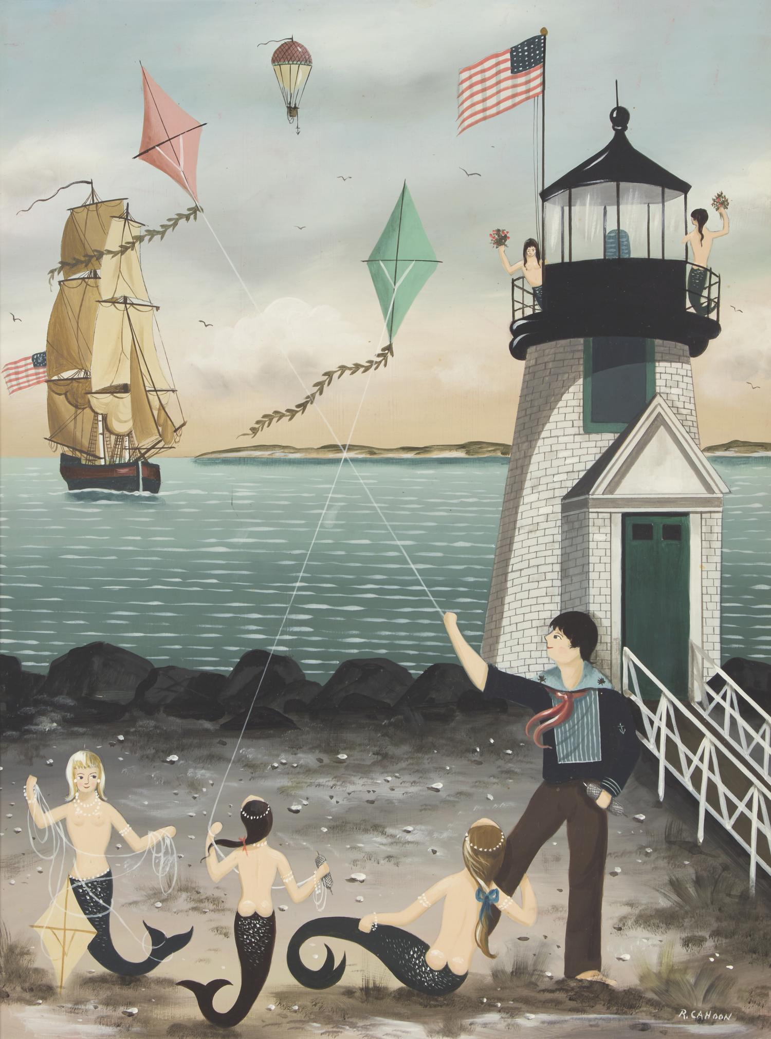 Ralph Eugene Cahoon, Jr. (1910-1982), Kite Flying at Brant Point