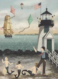 Ralph Eugene Cahoon, Jr. (1910-1982), Kite Flying at Brant Point