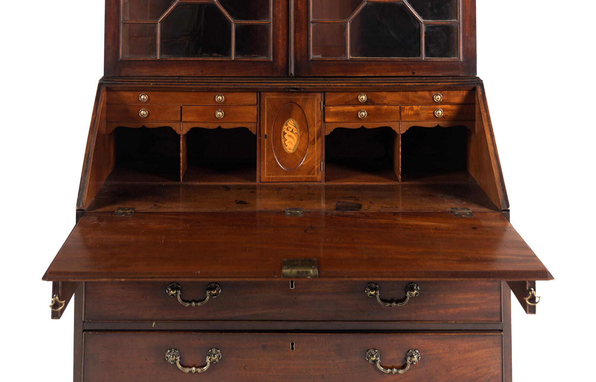 A George III Mahogany Bureau Bookcase