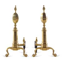 A Pair of English Brass Andirons