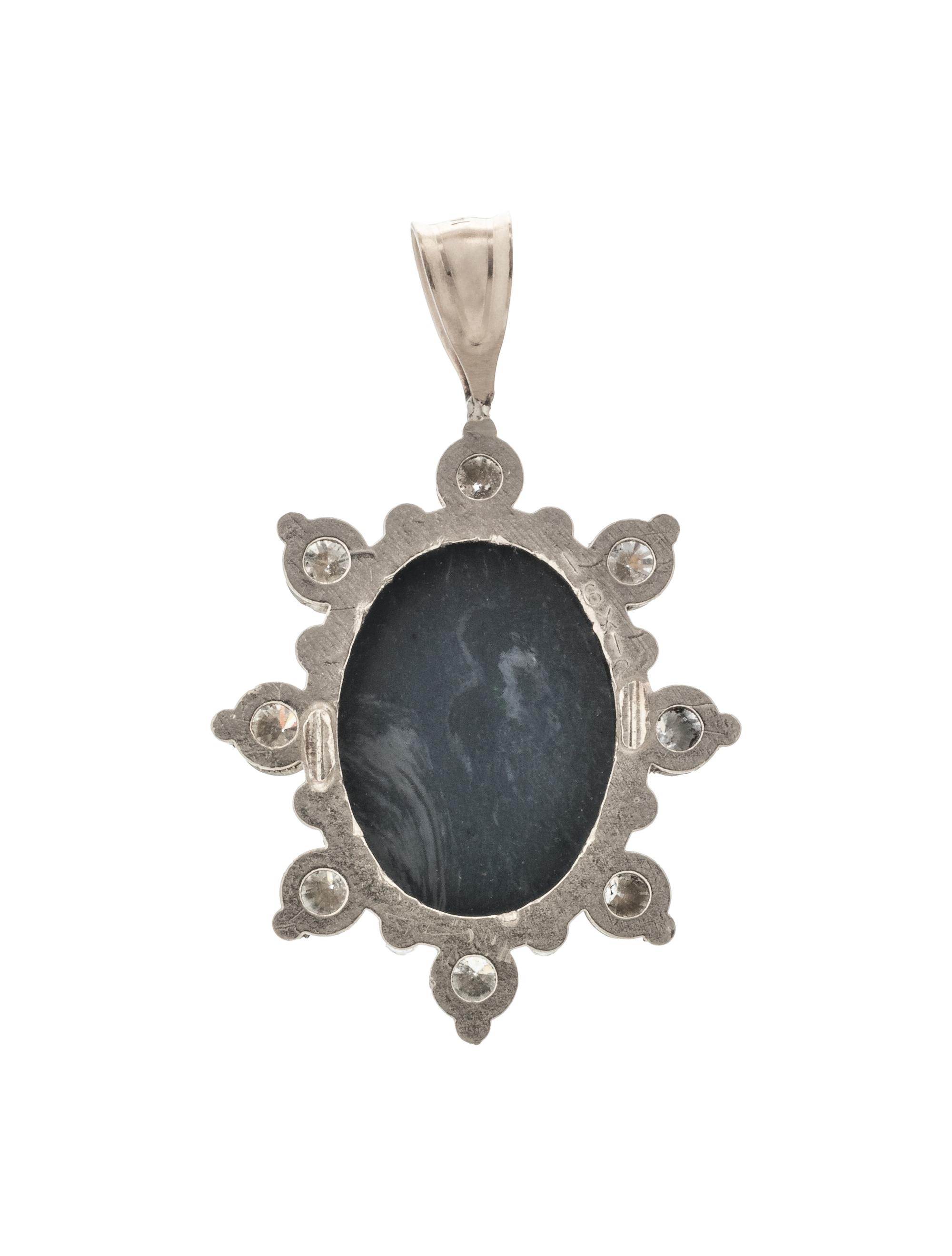 BLACK OPAL AND DIAMOND PENDANT