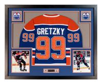 A Wayne Gretzky Signed Autograph Edmonton Oilers Hockey Jersey Display