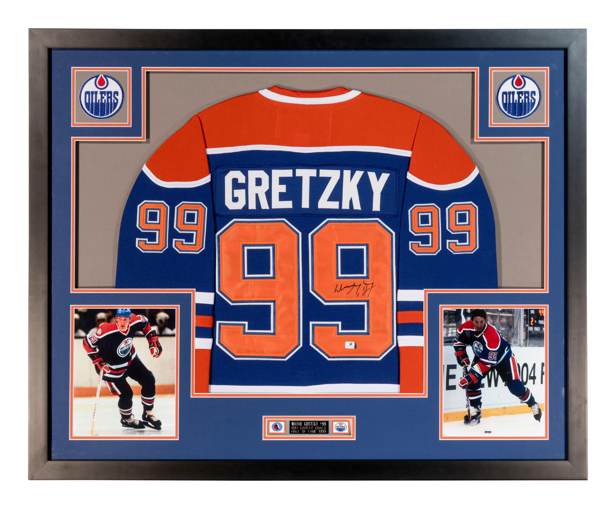 A Wayne Gretzky Signed Autograph Edmonton Oilers Hockey Jersey Display