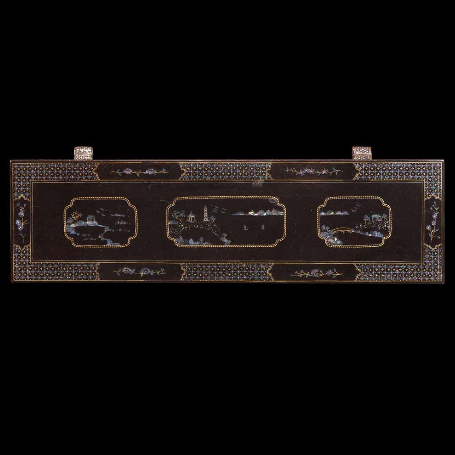 A group of ten Chinese and Japanese inlaid “lac burguate” objects 螺钿象嵌一组十件