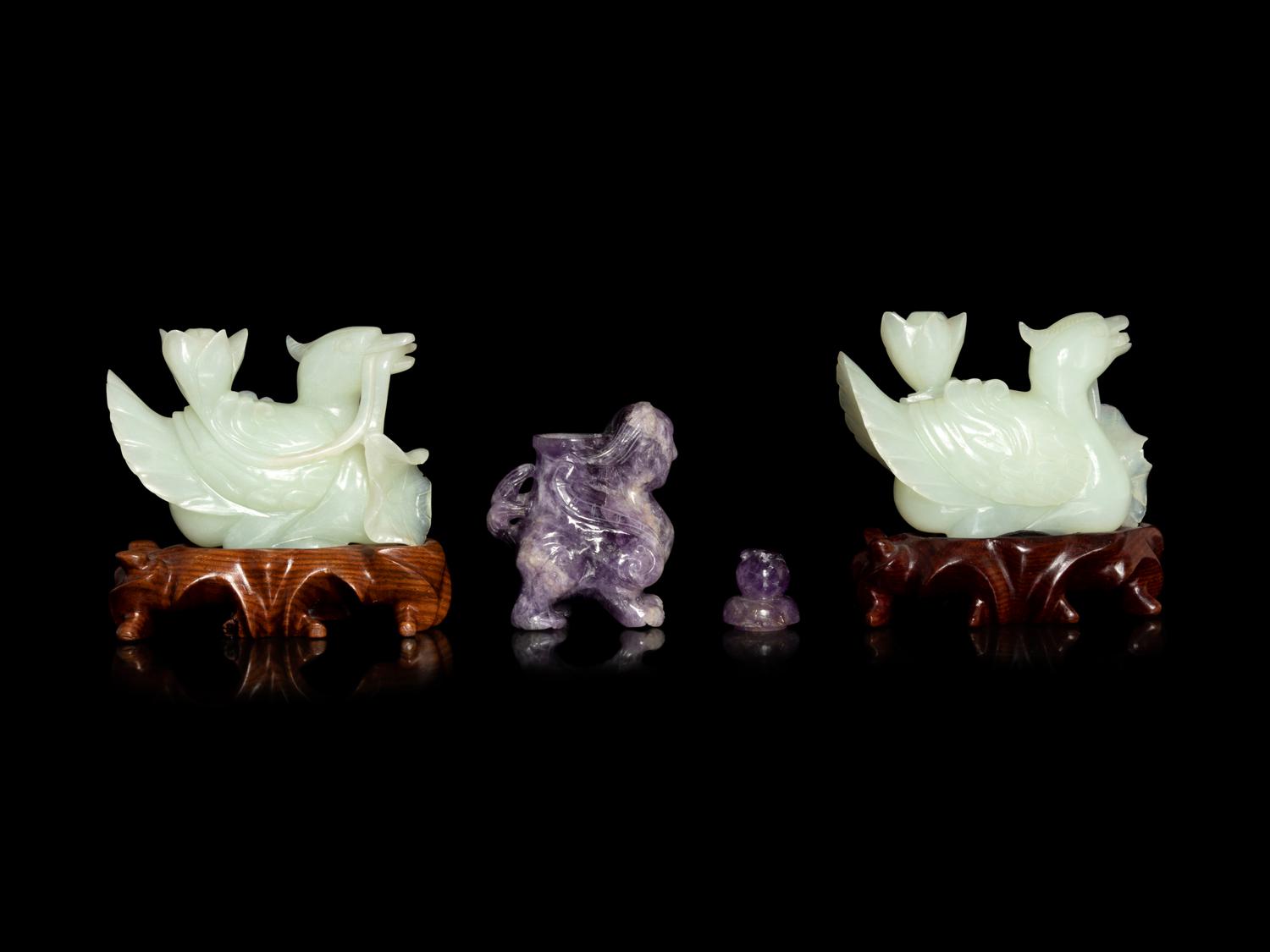 17 Chinese Jade and Hardstone Articles