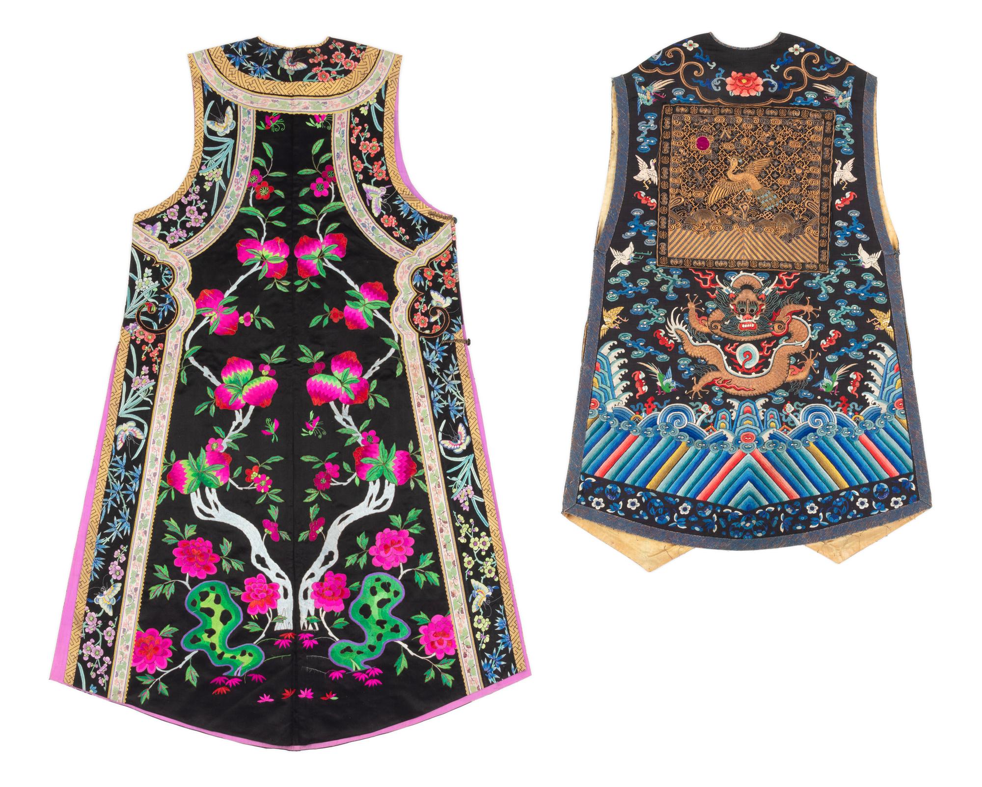 Two Silk Embroidered Lady's Vests