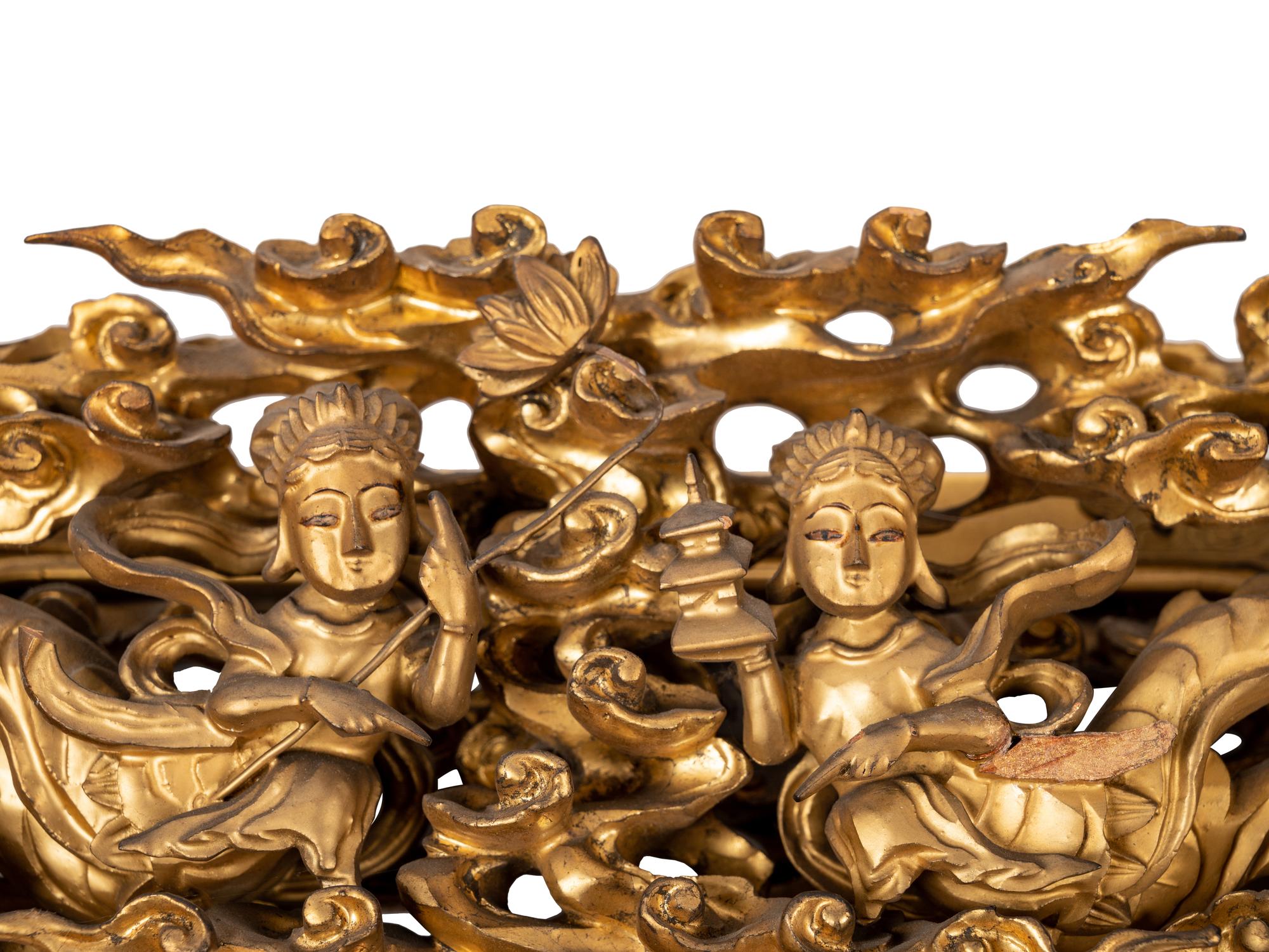 Three Chinese Gilt Lacquered Wood Panels