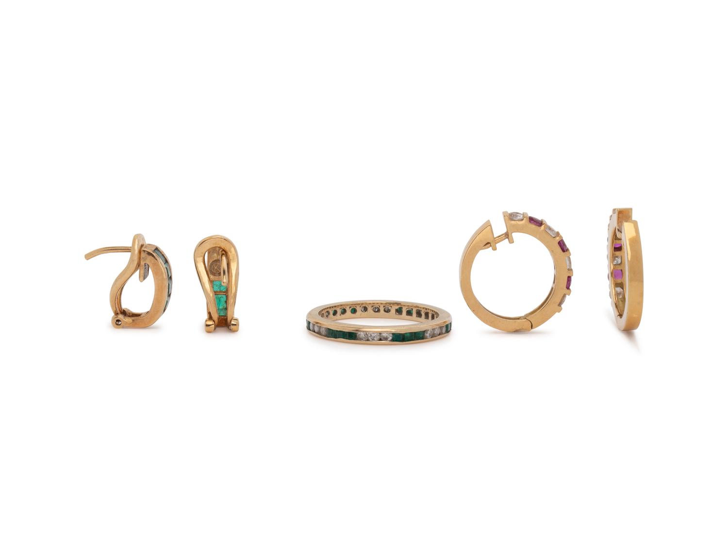 COLLECTION OF YELLOW GOLD AND MULTIGEM JEWELRY